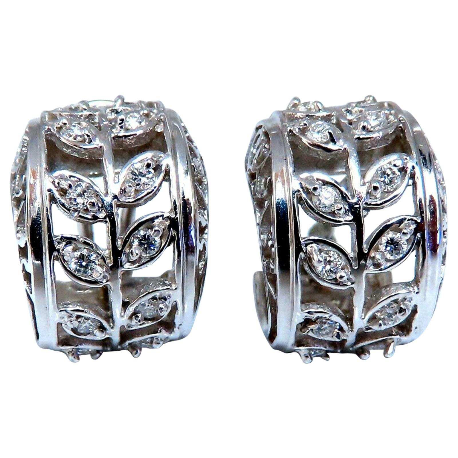 .52 Quilates Diamantes Dorados Anchos Pendientes Aros Abrazador Oro 14 Kilates en venta