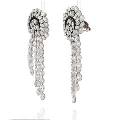 52 Carat Elaborate Diamond Waterfall Cascading Marquise Cut Earrings