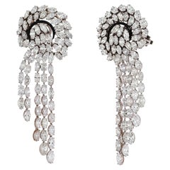 52 Carat Elaborate Diamond Waterfall Cascading Marquise Cut Earrings