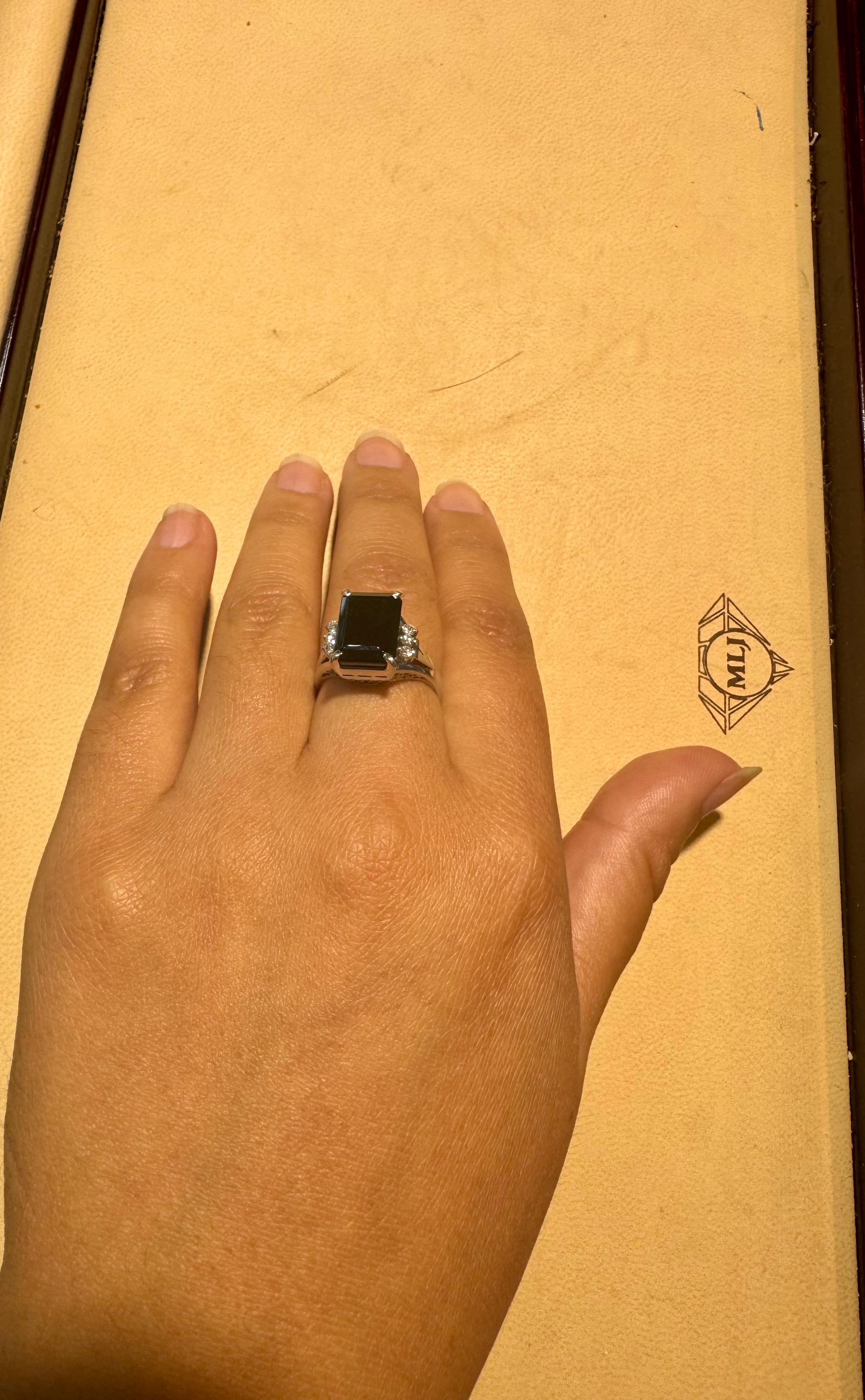 5.2 Carat Green Tourmaline & .15 Carat Diamond Cocktail Ring 14 Karat White Gold For Sale 9