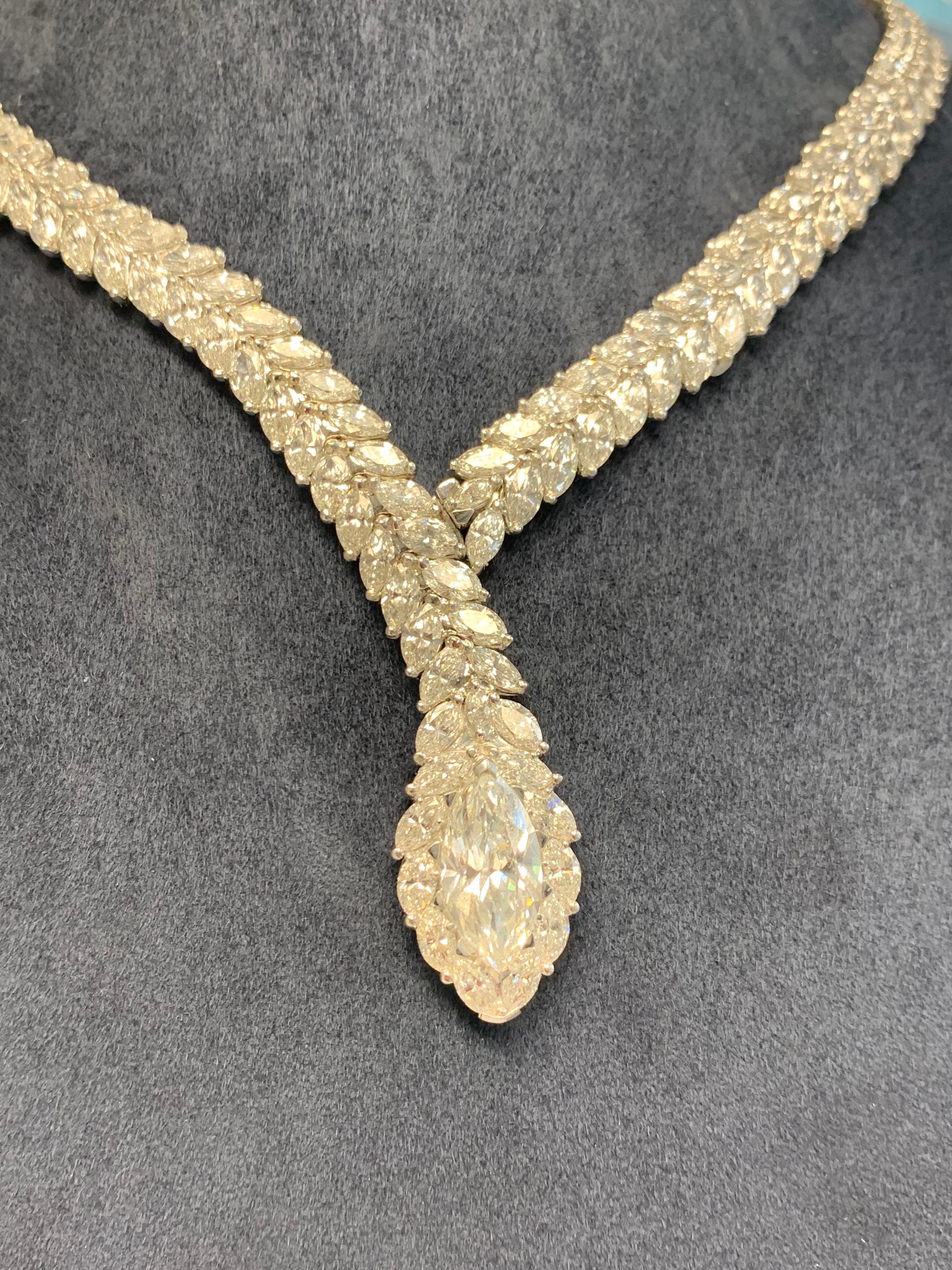 52 Carat Marquise Cut Diamond Snake Necklace In Excellent Condition In New York, NY