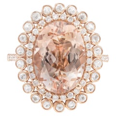 Bague en or rose 18 carats avec diamants et morganite de 5,2 carats