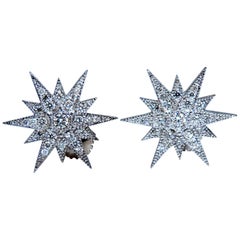 .52 Carat Natural Diamonds North Star Compass Snow Flake Earrings 14 Karat