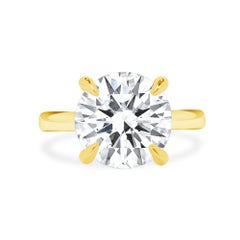 5.2 Carat Round Brilliant Statement Brilliant White 18K Yellow Gold