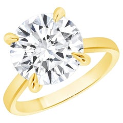 5.2 Carat Round Brilliant Statement Brilliant White 18K Yellow Gold