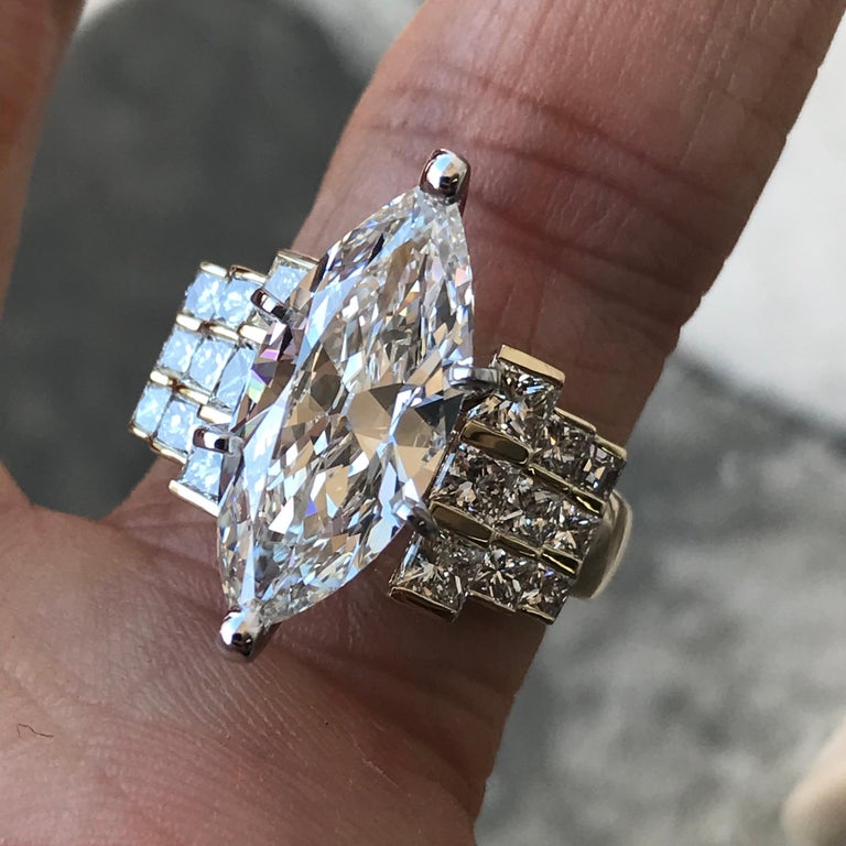 5.2 Carat TW Marquise Diamond Engagement Ring 14 Karat Y ...