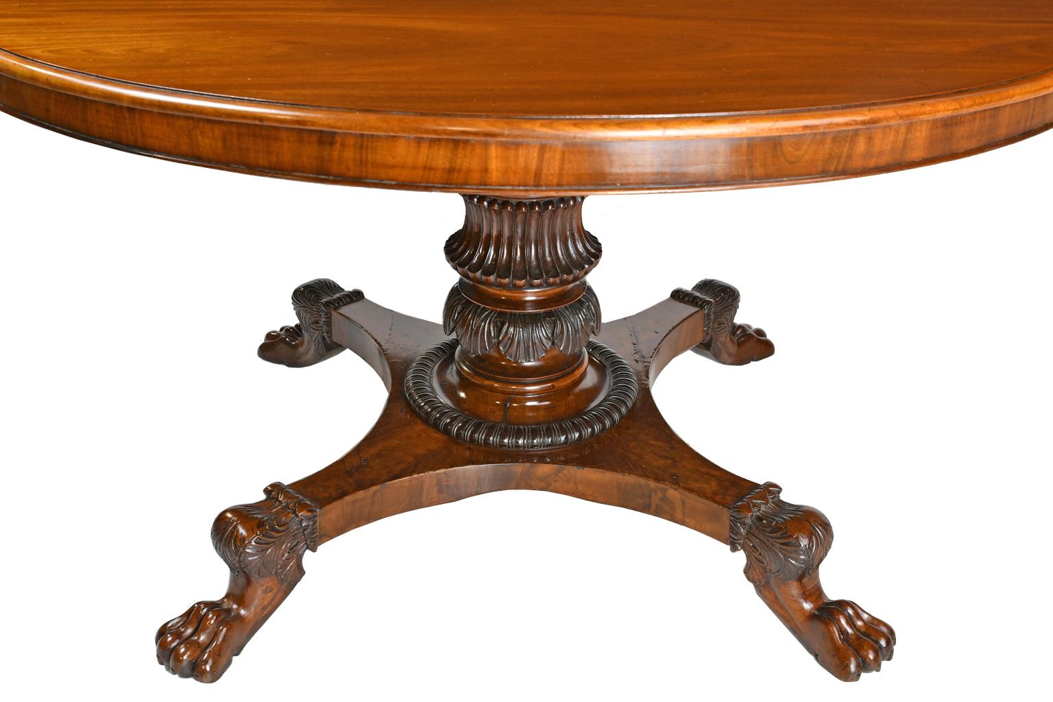 Empire Christian VIII Round Foyer Table with Center Pedestal in Mahogany, circa 1830