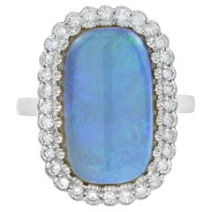 5.2 Ct. Crystal Australian Opal and Diamond Halo Ring in 18K White Gold