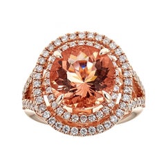 5.2 CT Oval-Cut Morganite and Diamond Ring in 14 Karat Rose Gold