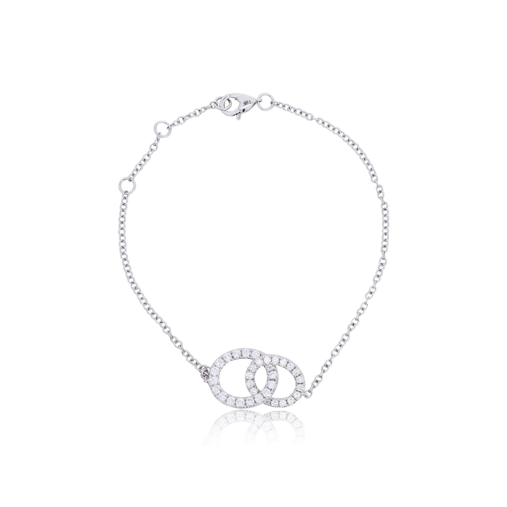 .52 CTW Diamante Blanco Entrelazado Pulsera Infinita en Oro Blanco de 14k - 7 Pulgadas Contemporáneo en venta