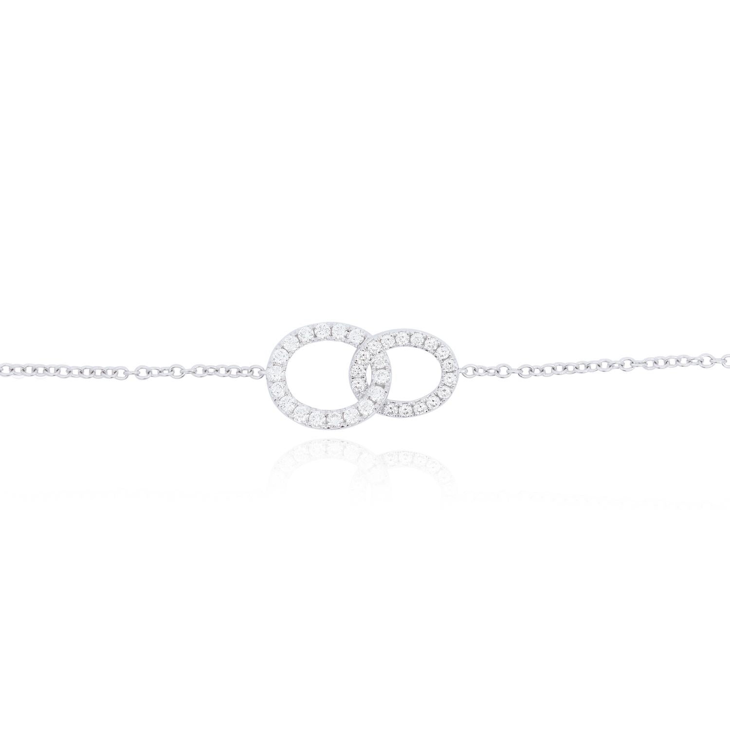 .52 CTW Diamante Blanco Entrelazado Pulsera Infinita en Oro Blanco de 14k - 7 Pulgadas en Nuevo estado para la venta en GREAT NECK, NY
