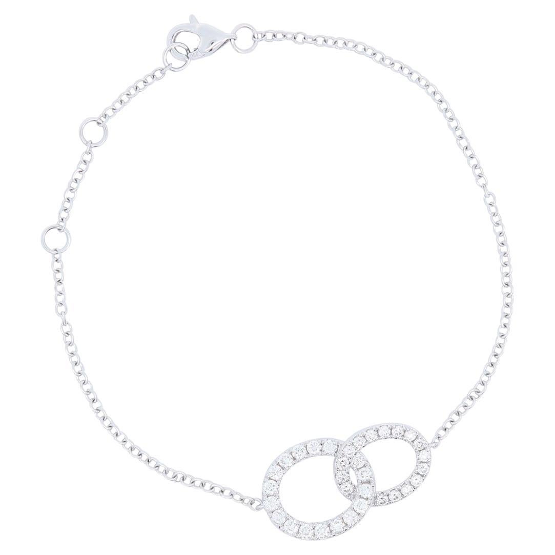 .52 CTW Diamante Blanco Entrelazado Pulsera Infinita en Oro Blanco de 14k - 7 Pulgadas en venta