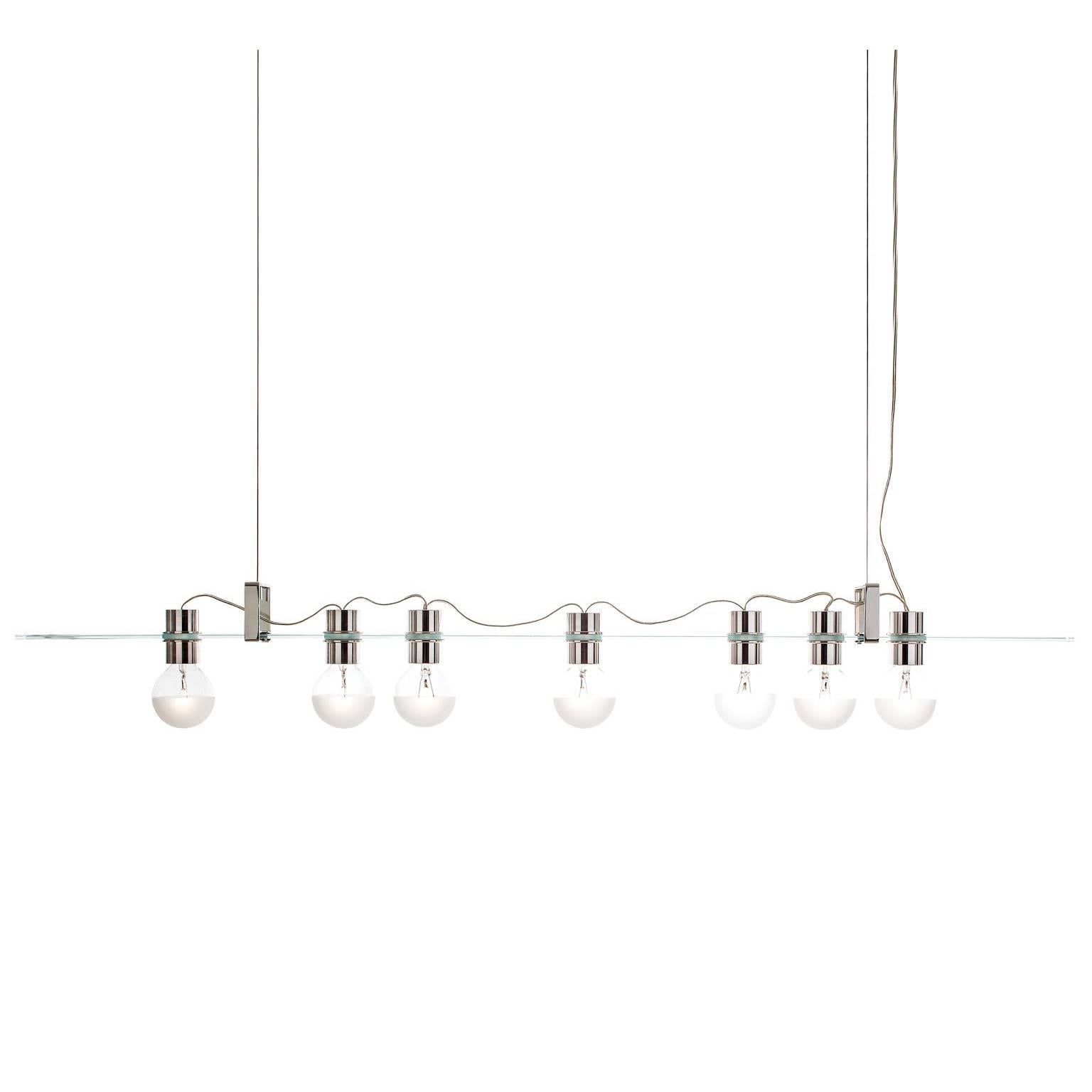 52" Float-Kronleuchter: Poliertes Aluminium/Klarglas by Avram Rusu STUDIO