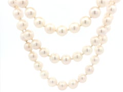 52" Long GIA White Pink & Green Overtone 8.34-9.02mm Akoya Pearl Strand Necklace