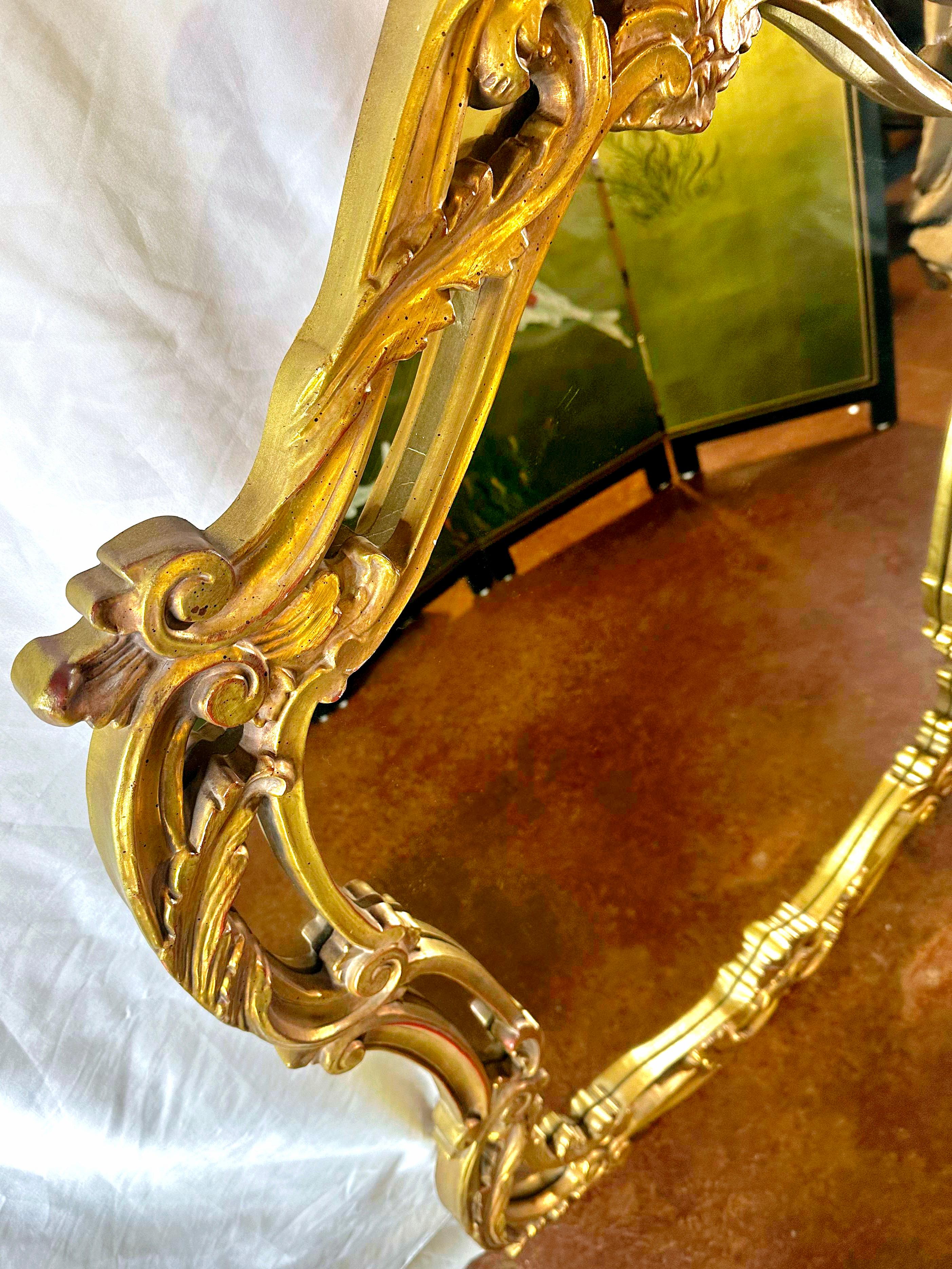 This is the 60-70 year old almost exact twin version of the 150 year old original mirror I have in my listings. 
So I basically have 2 of these.
Same size and details. 
If you're looking for a pair of matching mirrors. 
The very last picture posted