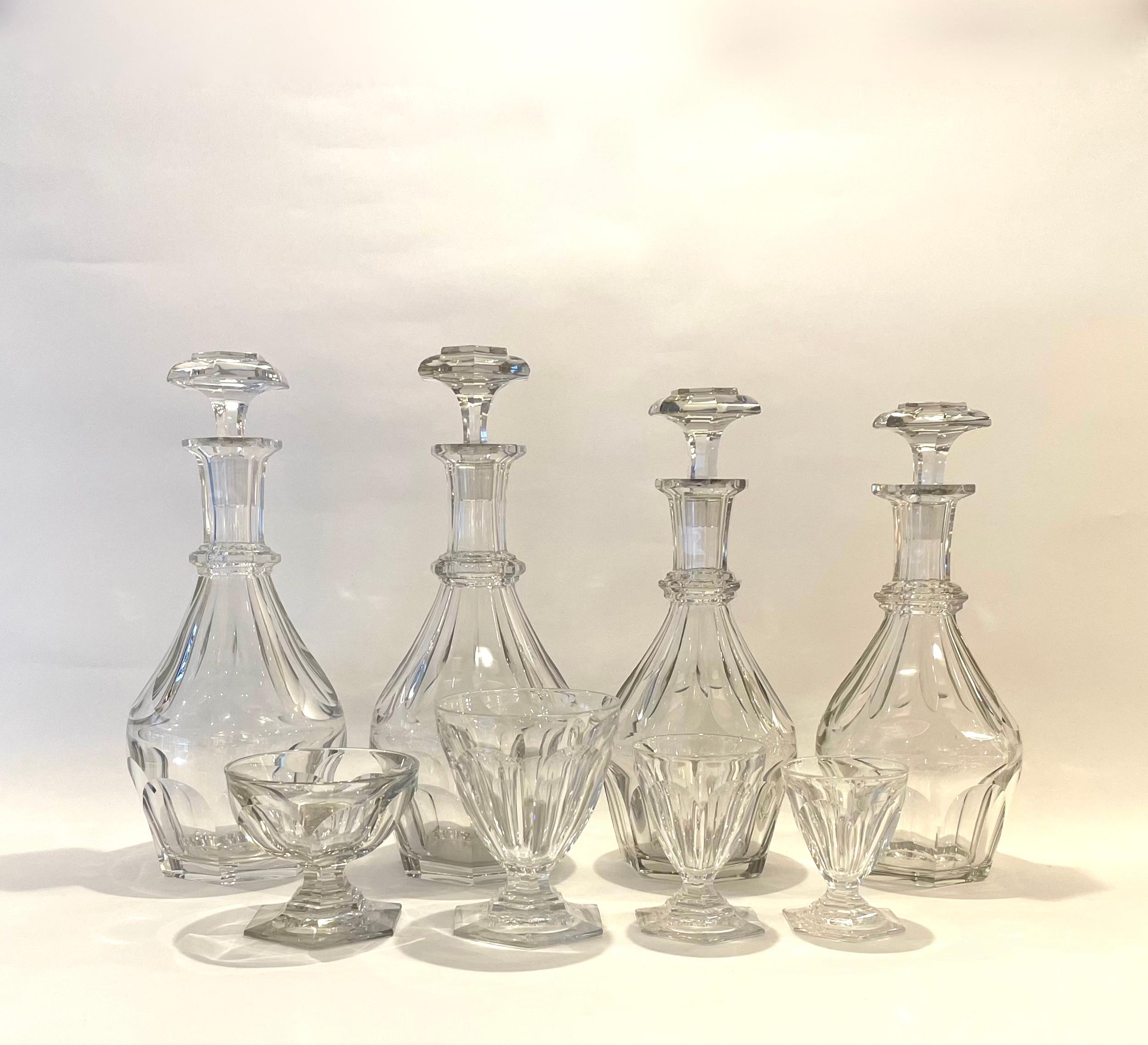 52 Piece of Baccarat Crystal Stemware with Decanters model Bourbon' For Sale 1