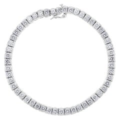 52 Round Diamond 16-17 Pointer Each Tennis Bracelet in 18 Karat Gold 8 Carat