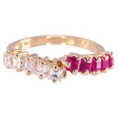 .52 Ruby Ct & .46 Ct Diamond Yellow Gold 14 Karat Partial Bypass Ring 3 Grams