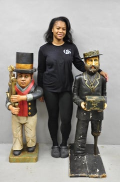 52" Tall Maritime Nautical Folk Art Carved Wood "Little Navigator" Statue Figure