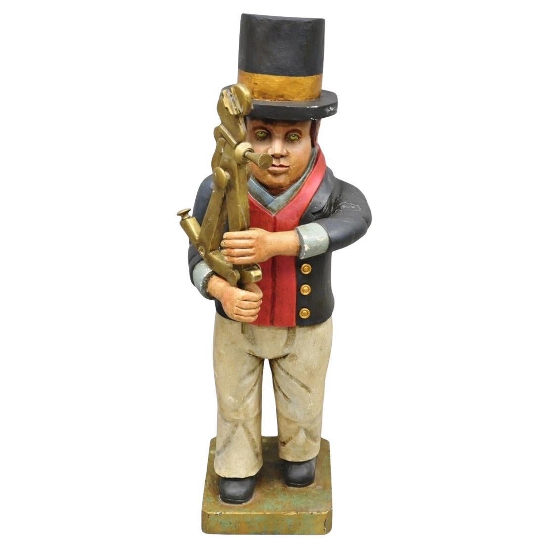 52" Tall Maritime Nautical Folk Art Carved Wood "Little Navigator" Statue Figure
