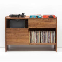 Unison for Sonos Vinyl Record Storage Stand in Natural Walnut
