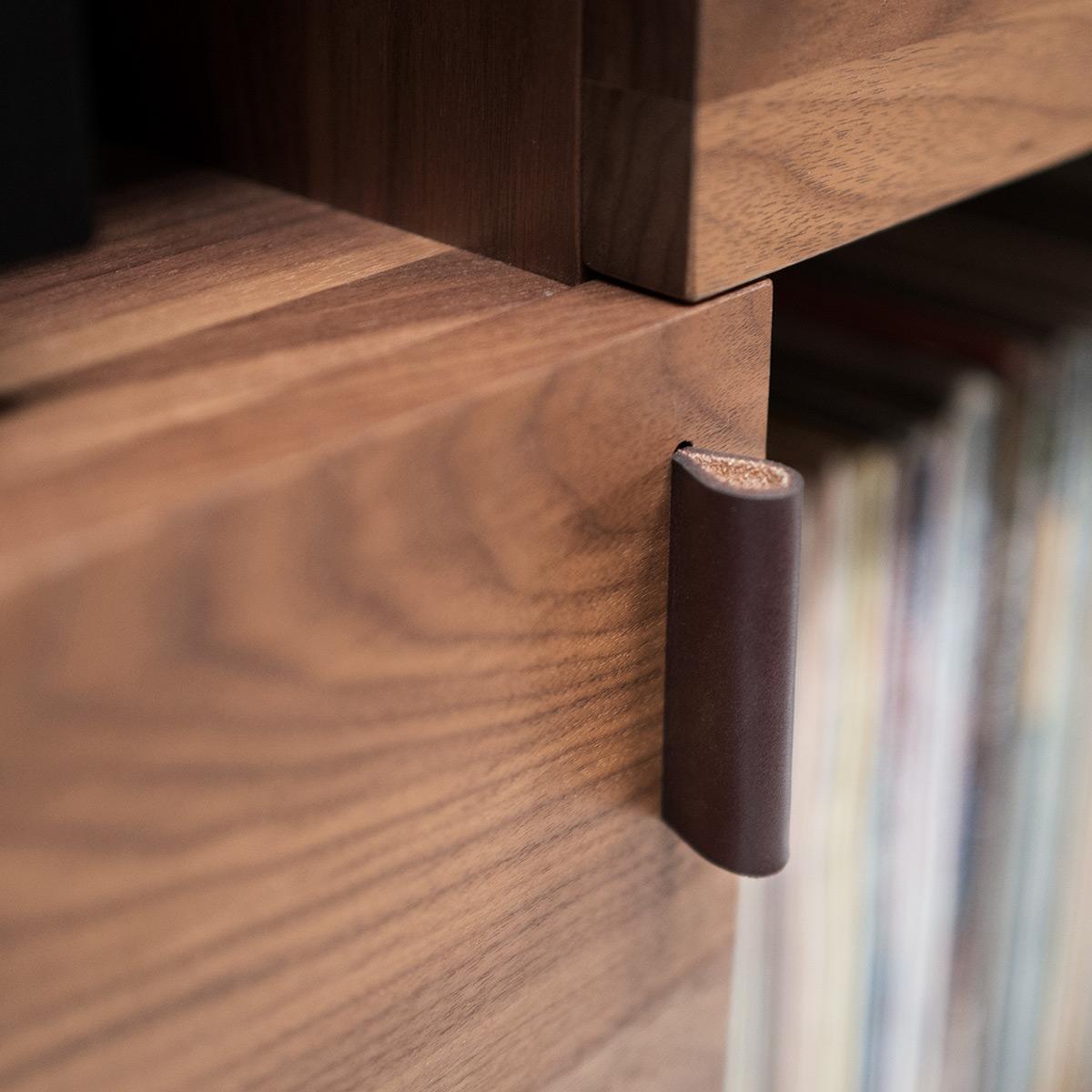 Vegetable Dyed Unison for Sonos Vinyl Record Storage Stand in Natural Walnut For Sale