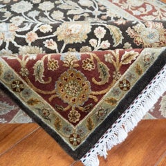 5'2" x 8' handgeknüpfter Teppich aus Wolle und Seide aus Jaipur – klassischer Teppich mit Blumenmuster