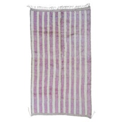 5’2” x 8’11” Cynara Ivory, Pink Handmade Moroccan Wool Beni M’rirt Rug