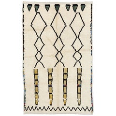 4.9x8.2 Ft Hand-knotted Minimalist Moroccan Wool Rug, Soft Pile, Custom Options