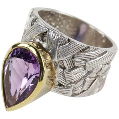 5,20 Karat Amethyst 14K Gold Akzent Sterlingsilber Ring Nachlass feiner Schmuck