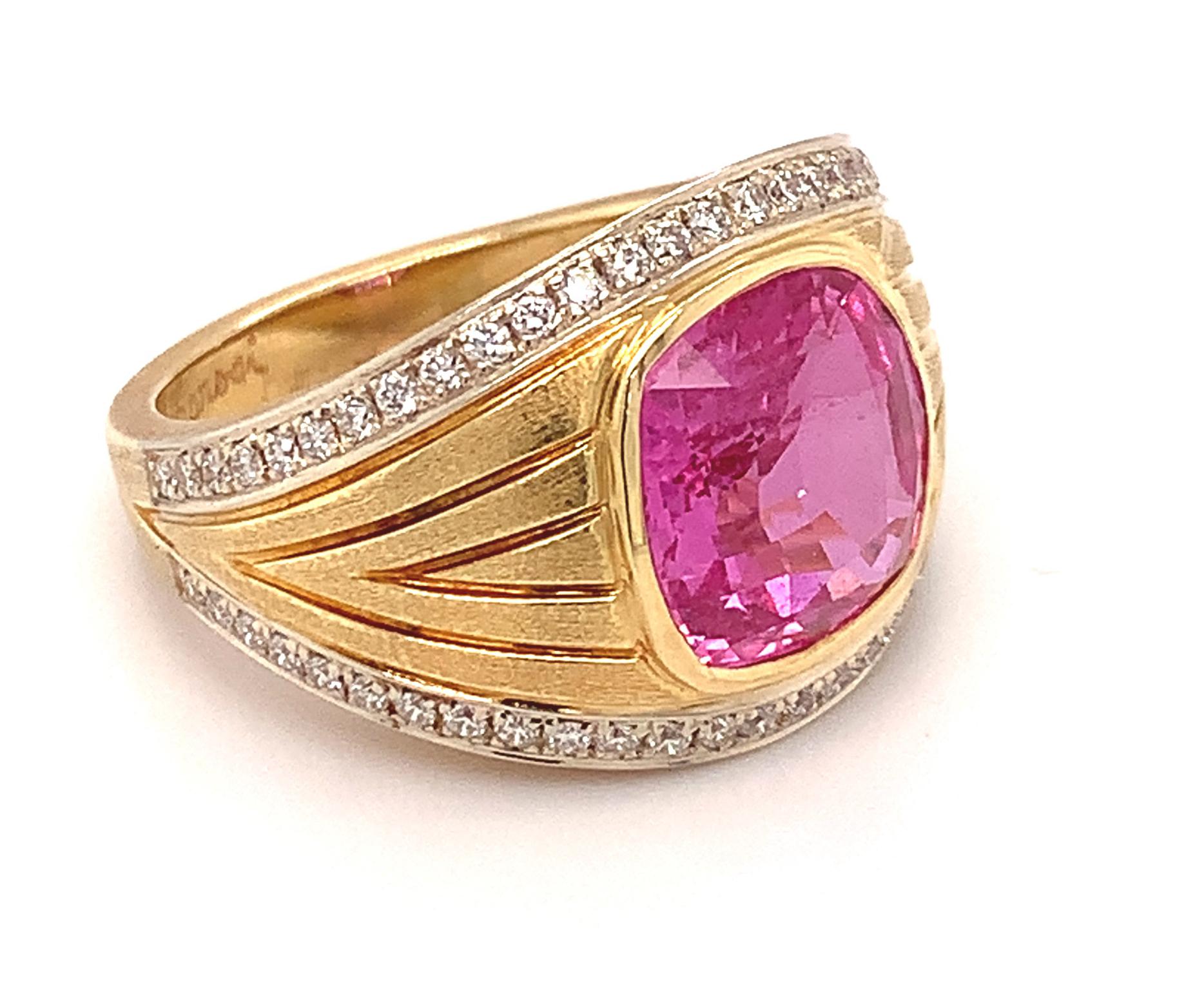 bezel set pink sapphire ring