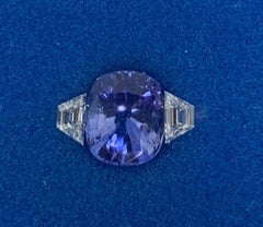 5.20 Carat Blue Sapphire and .56 Carat T.W. Diamond 18 Karat White Gold Ring