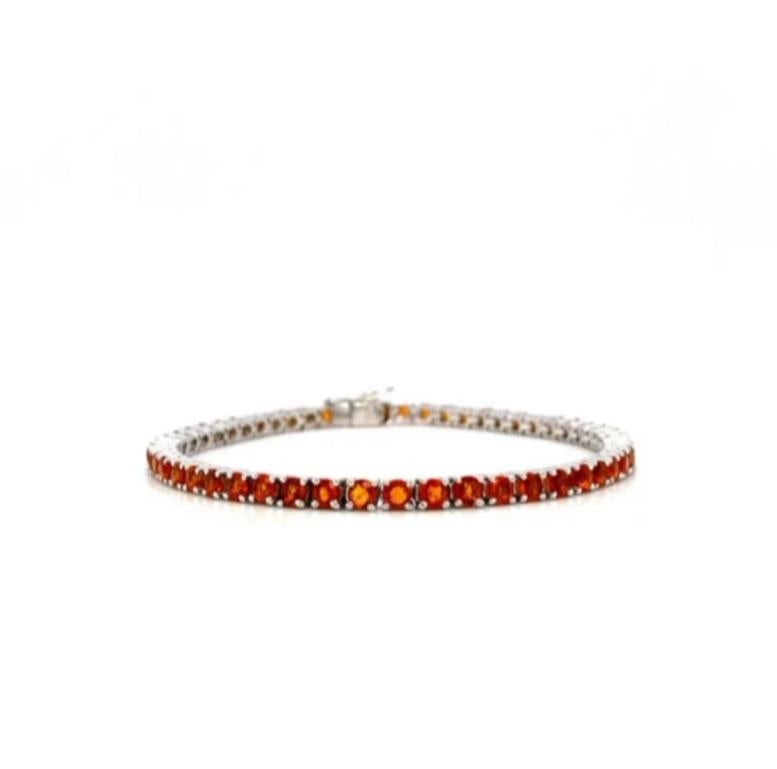 Round Cut 5.20 Carat Citrine Tennis Wedding Bracelet for Mom Gift Made in Sterling Silver For Sale