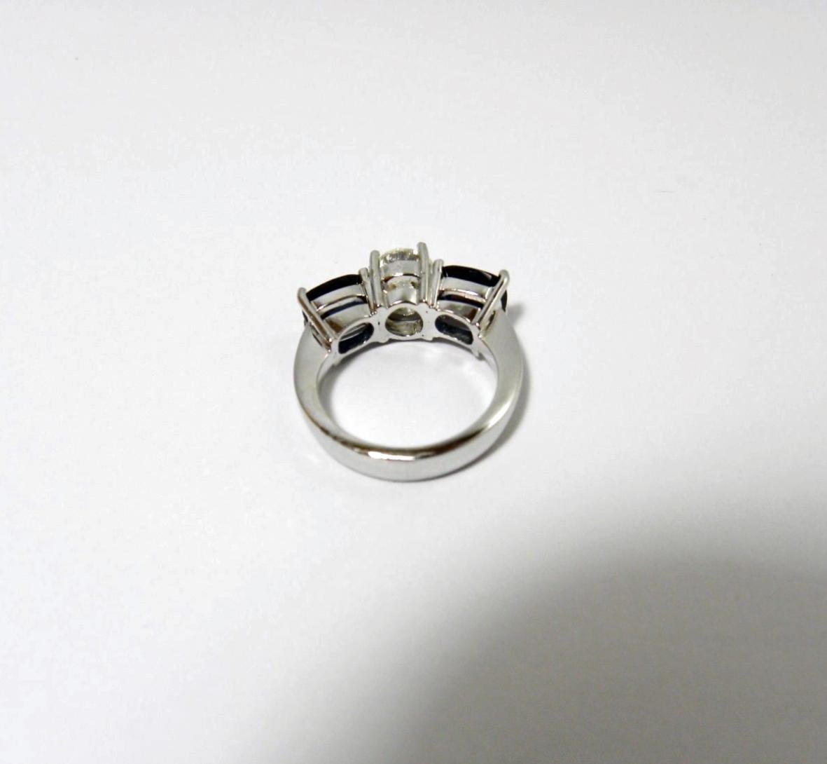 Women's 5.20 Carat Diamond Blue Sapphire Engagement Ring 18 Karat White Gold For Sale