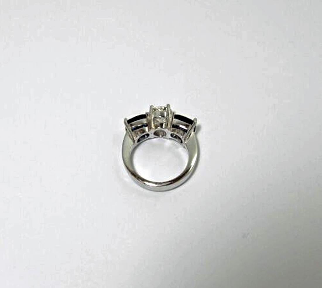 5.20 Carat Diamond Blue Sapphire Engagement Ring 18 Karat White Gold For Sale 1