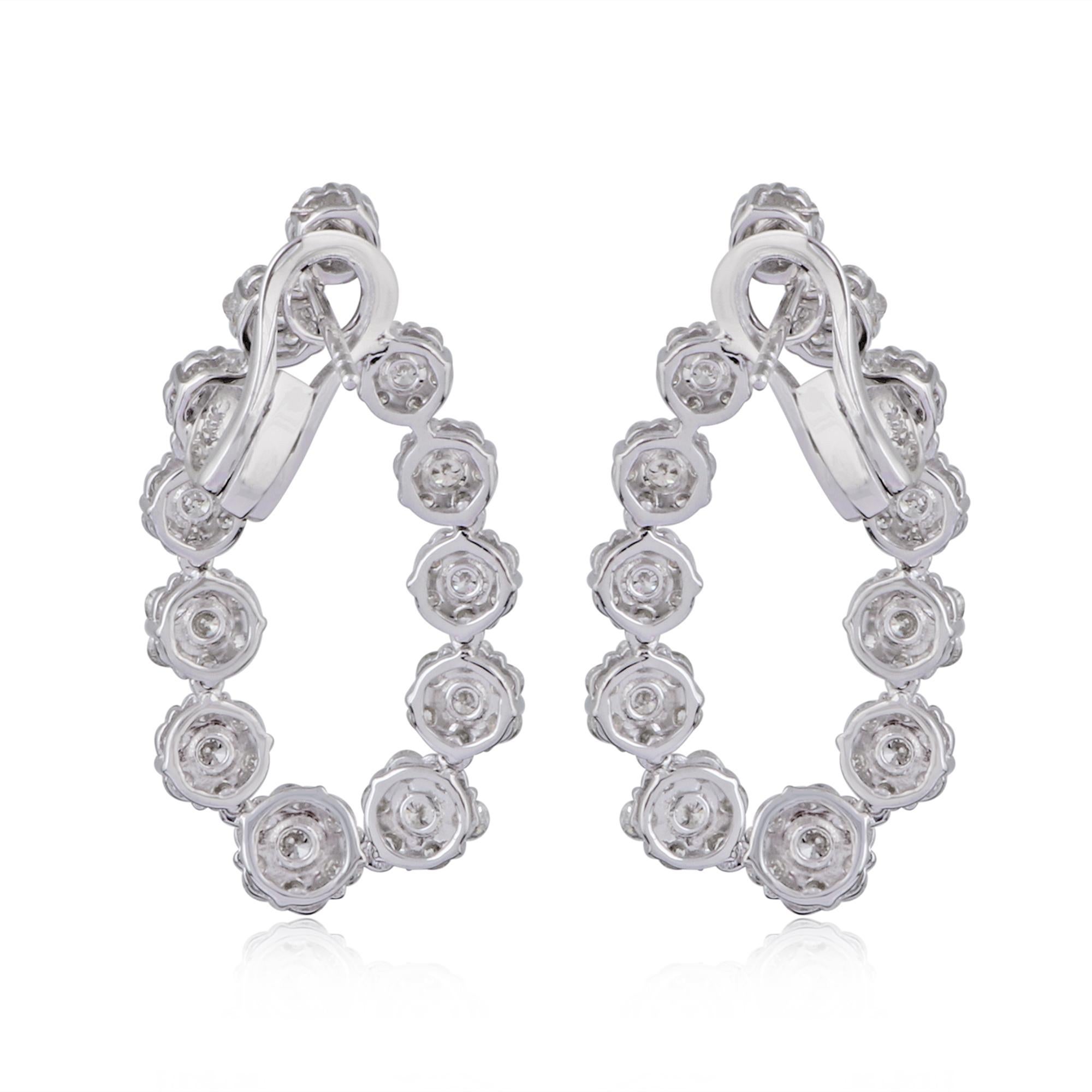 Modern 5.20 Carat Diamond Pave Lever Back Earrings 14 Karat White Gold Fine Jewelry For Sale