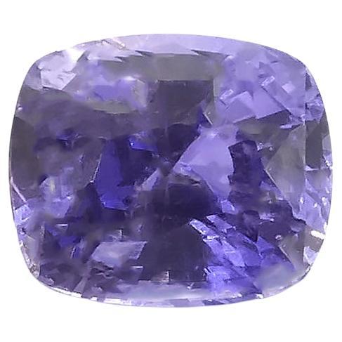 Saphir bleu violet non chauffé de 5,20 carats, pierre précieuse naturelle taille coussin, non chauffée