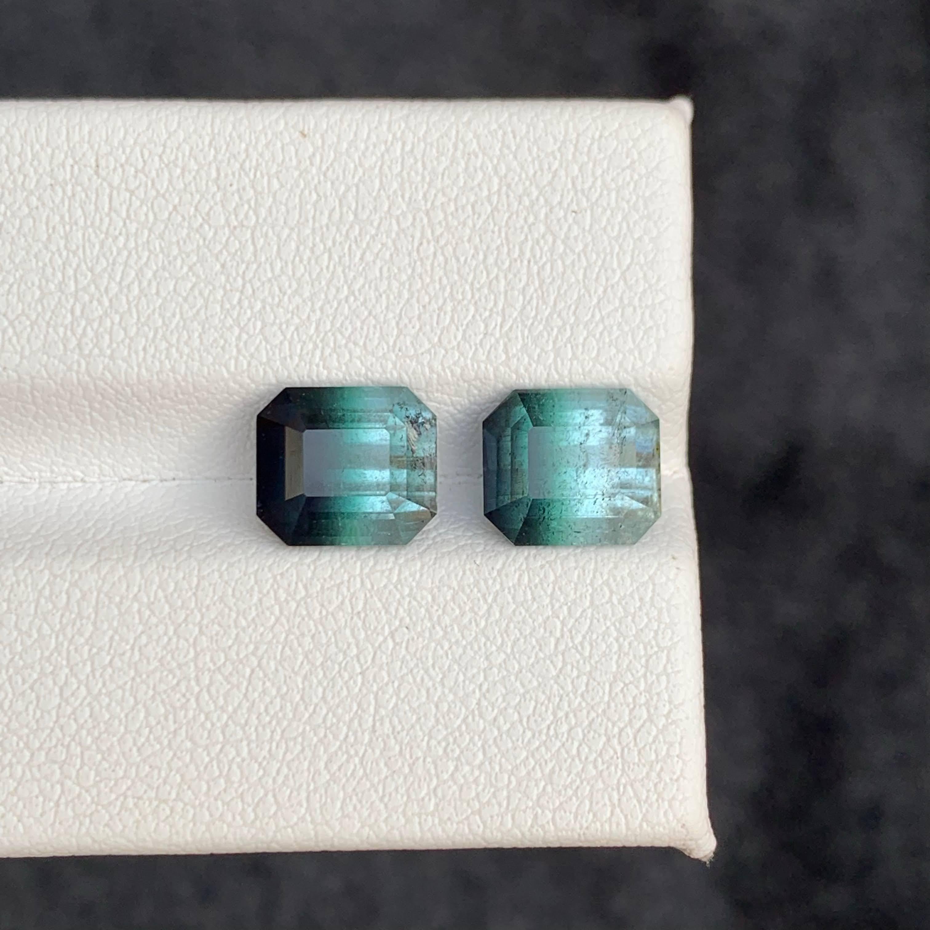 5.20 Carat Natural Loose Bi Color Tourmaline Pair Emerald Cut Afghan Gemstone (pierre précieuse afghane) en vente 4