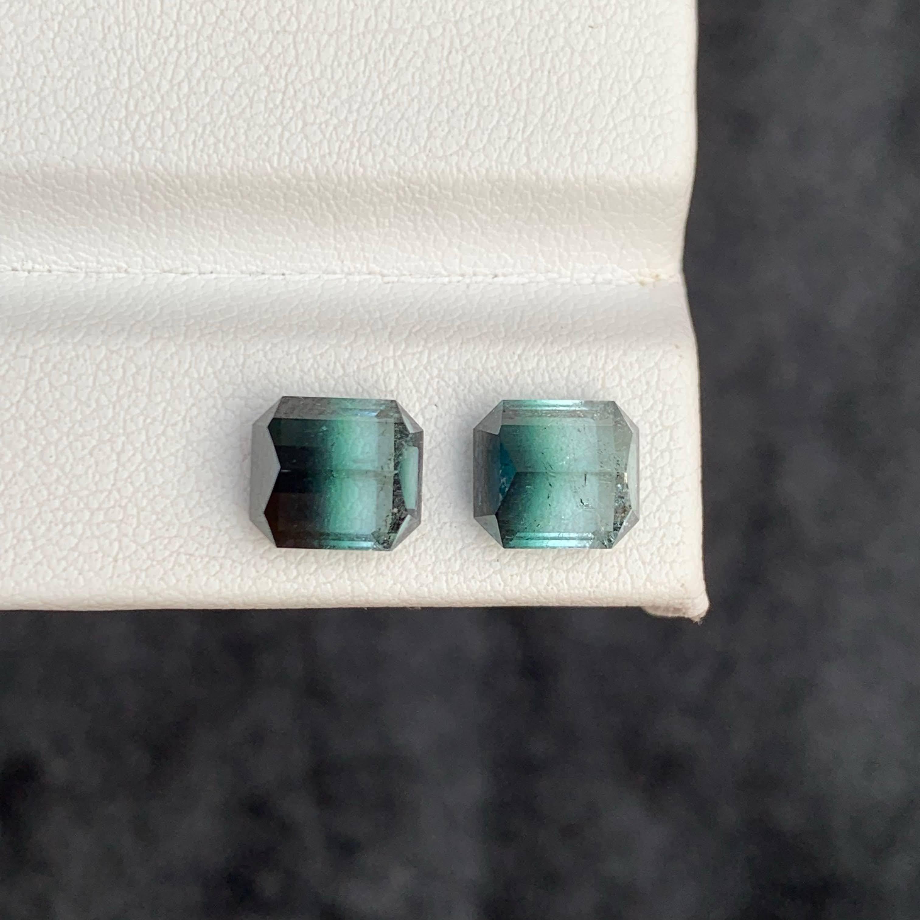 Moderne 5.20 Carat Natural Loose Bi Color Tourmaline Pair Emerald Cut Afghan Gemstone (pierre précieuse afghane) en vente