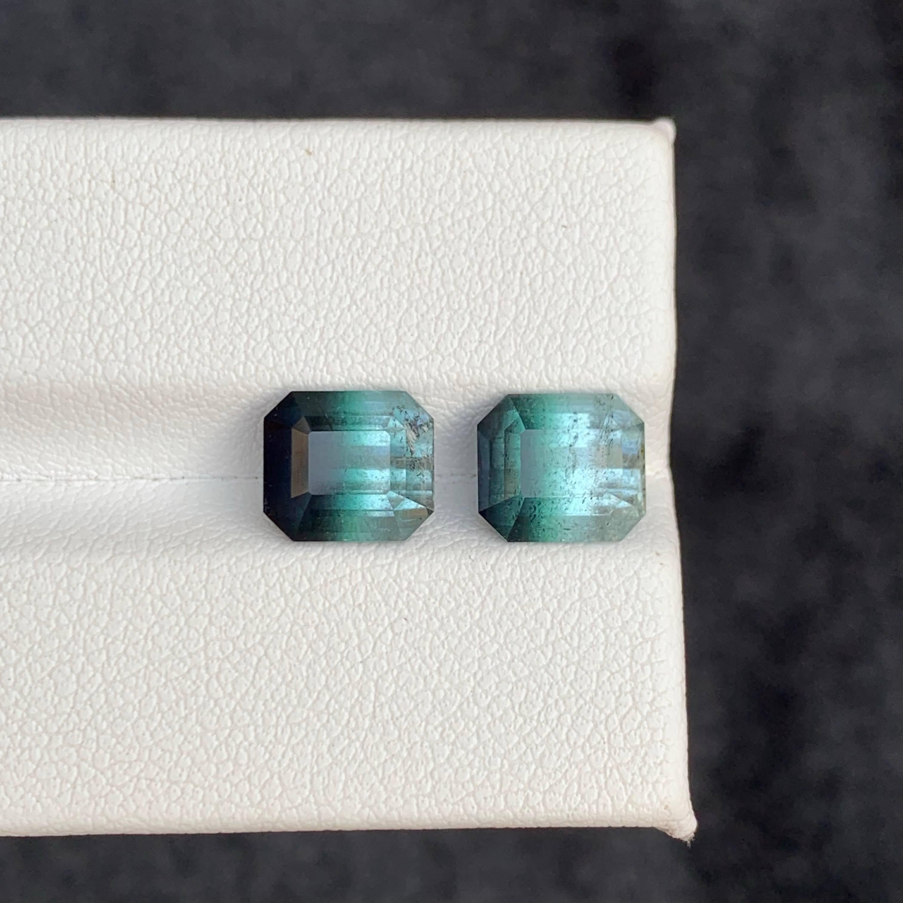 Taille émeraude 5.20 Carat Natural Loose Bi Color Tourmaline Pair Emerald Cut Afghan Gemstone (pierre précieuse afghane) en vente