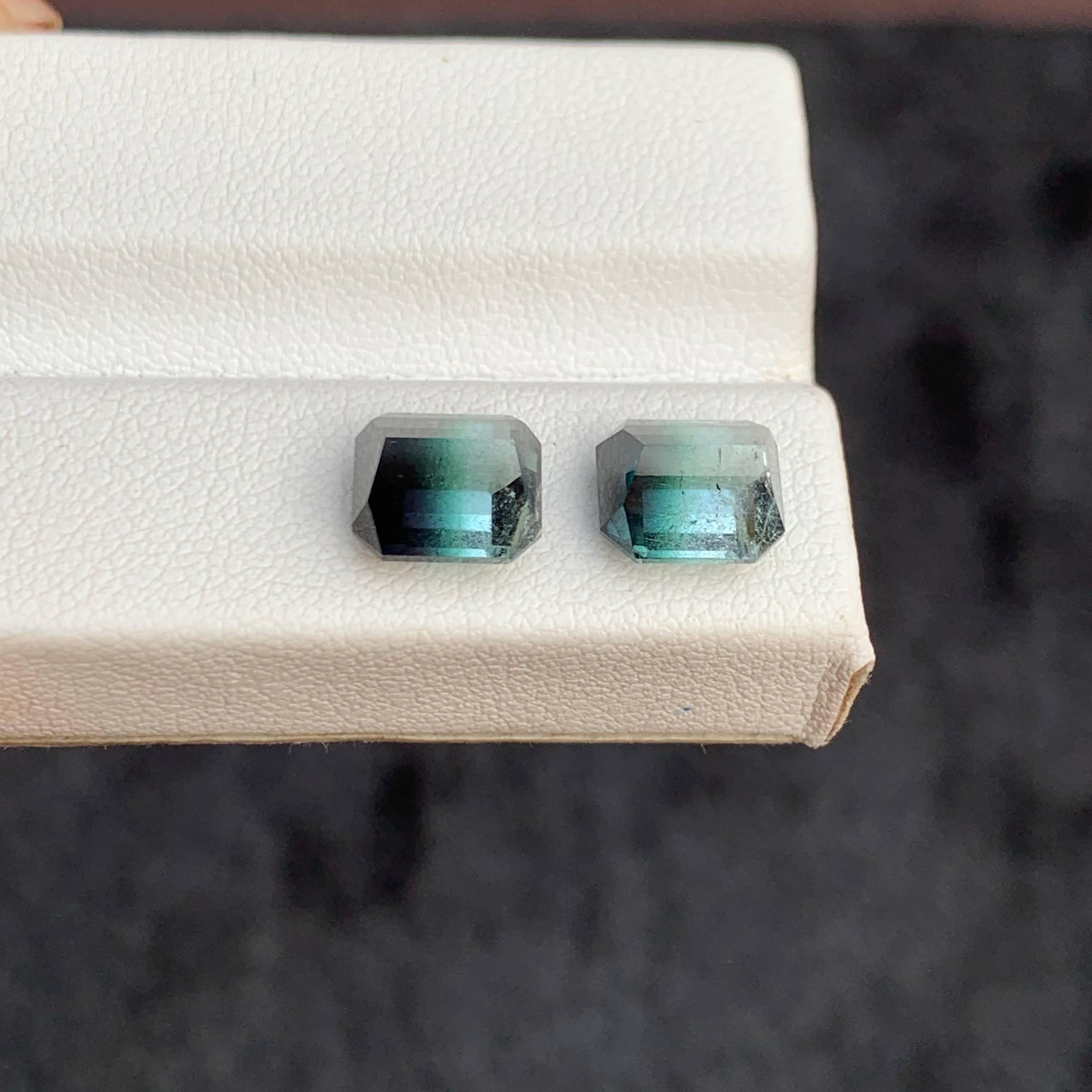5.20 Carat Natural Loose Bi Color Tourmaline Pair Emerald Cut Afghan Gemstone (pierre précieuse afghane) Neuf - En vente à Bangkok, TH