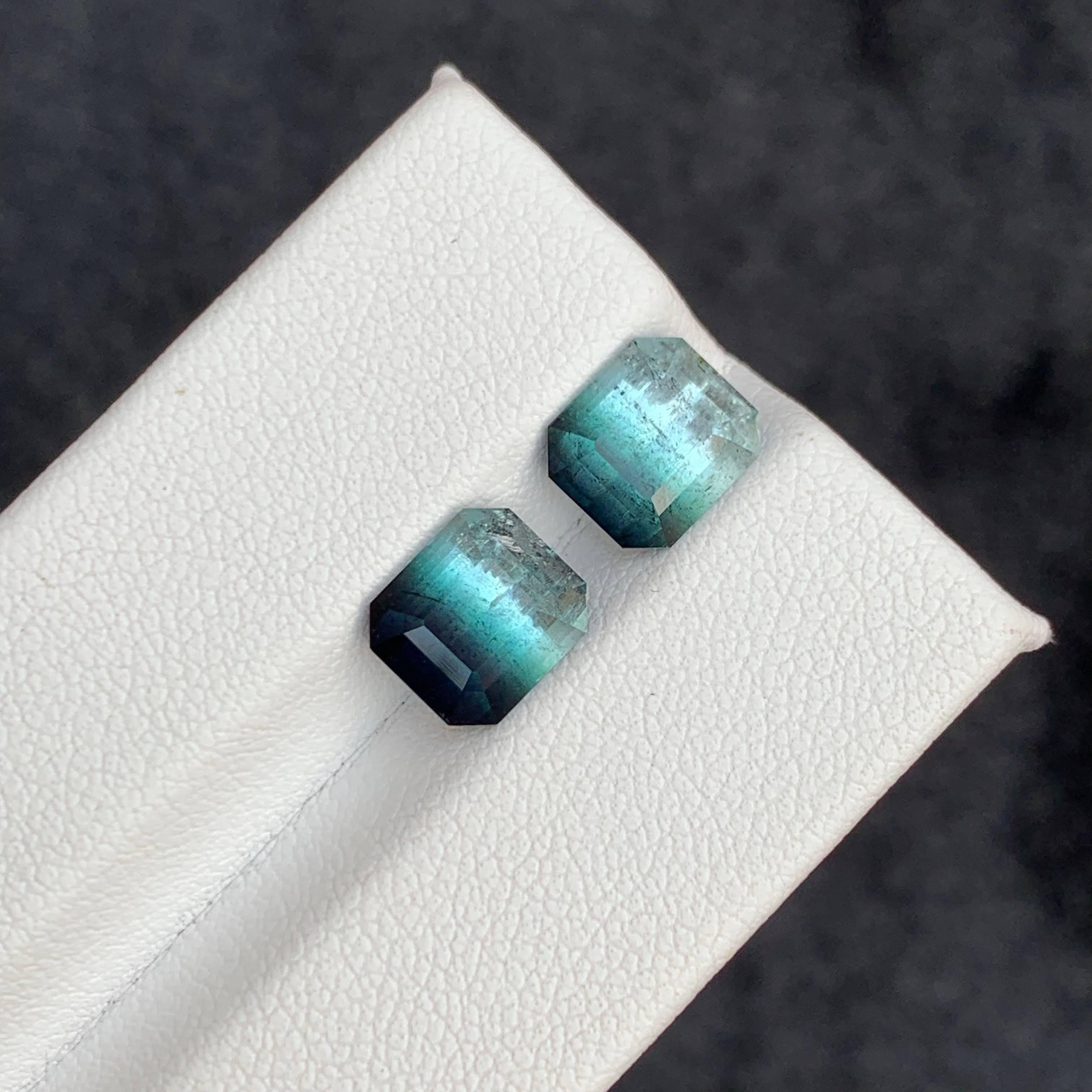 5.20 Carat Natural Loose Bi Color Tourmaline Pair Emerald Cut Afghan Gemstone (pierre précieuse afghane) en vente 3