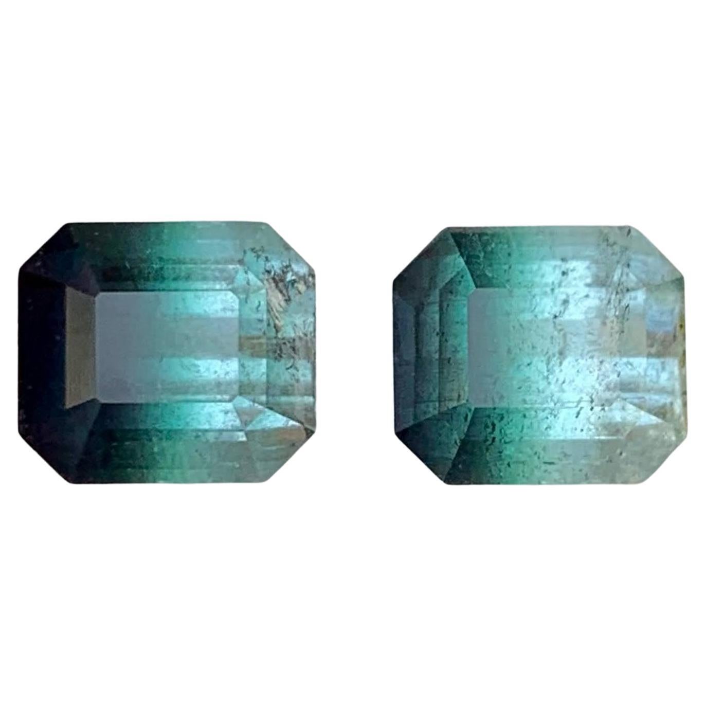 5.20 Carat Natural Loose Bi Color Tourmaline Pair Emerald Cut Afghan Gemstone (pierre précieuse afghane)