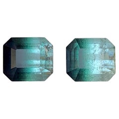 5.20 Carat Natural Loose Bi Color Tourmaline Pair Emerald Cut Afghan Gemstone