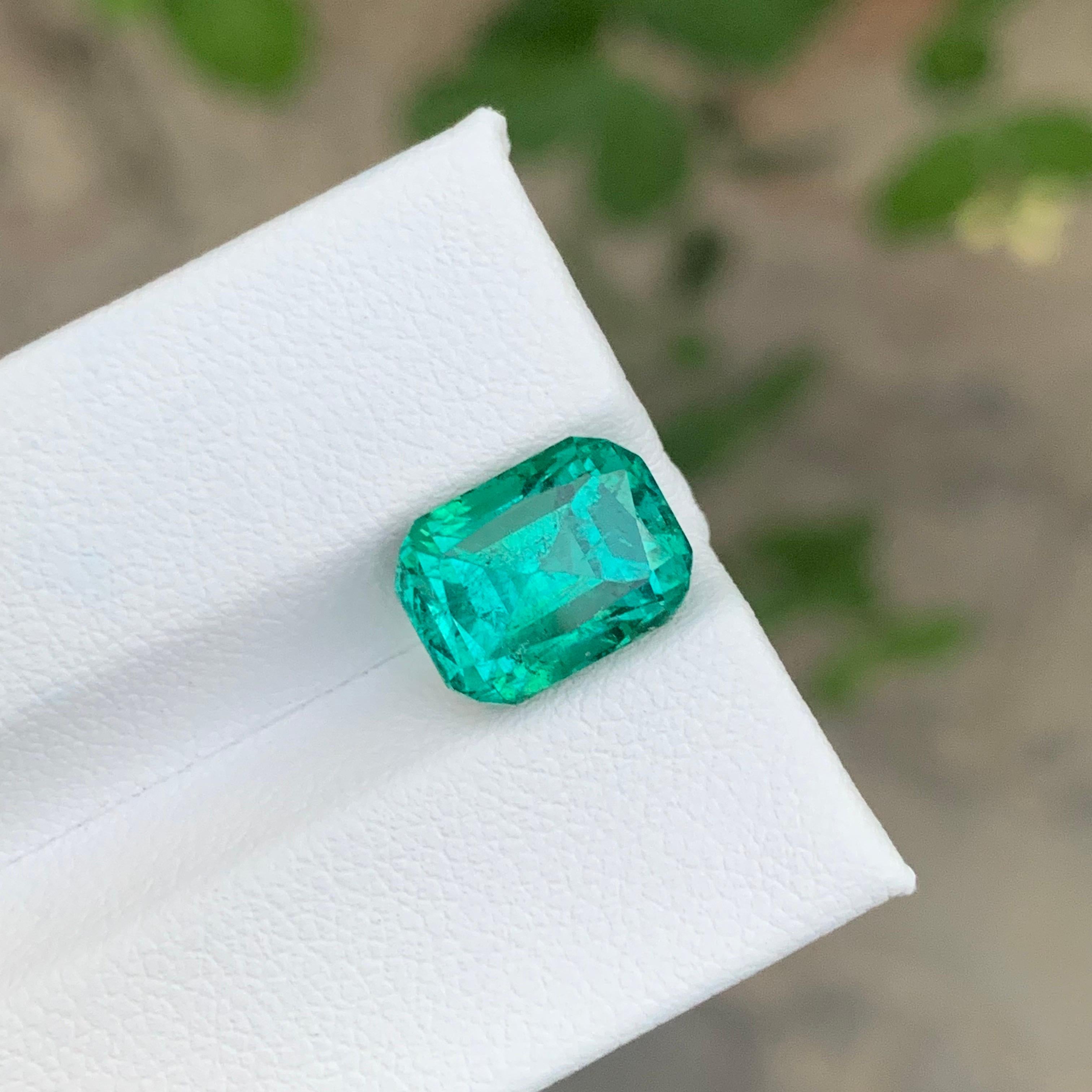 Gema natural suelta de turmalina verde azul de 5.20 quilates en forma de cojín en venta 4