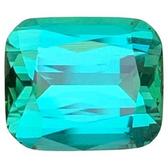 5.20 Carat Natural Loose Blue Green Tourmaline Cushion Shape Gemstone