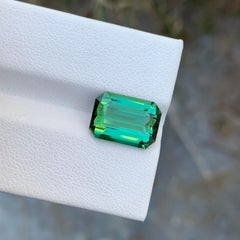5.20 Carat Natural Loose Bright Green Tourmaline Emerald Shape