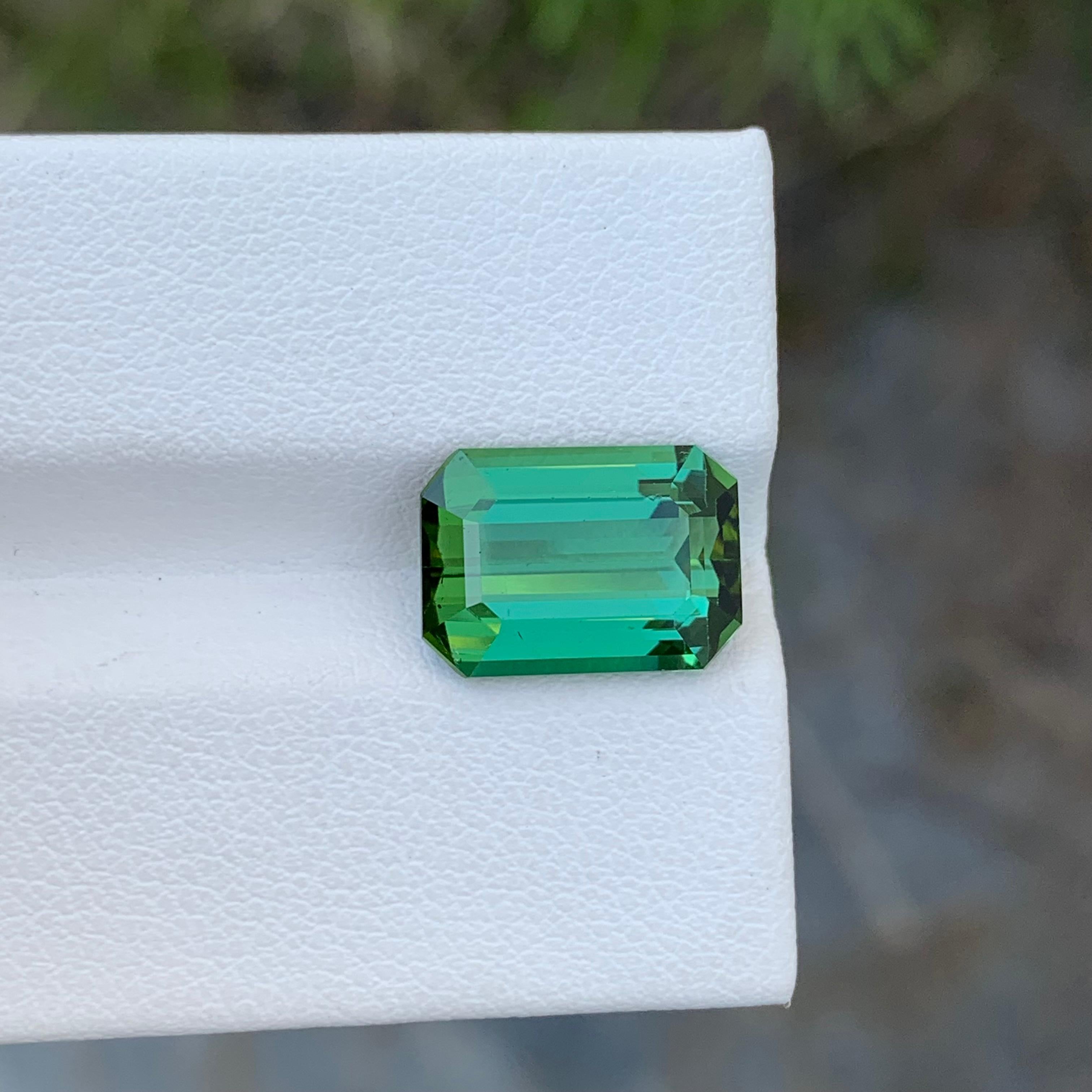 Emerald Cut 5.20 Carat Natural Loose Bright Green Tourmaline Emerald Shape For Sale