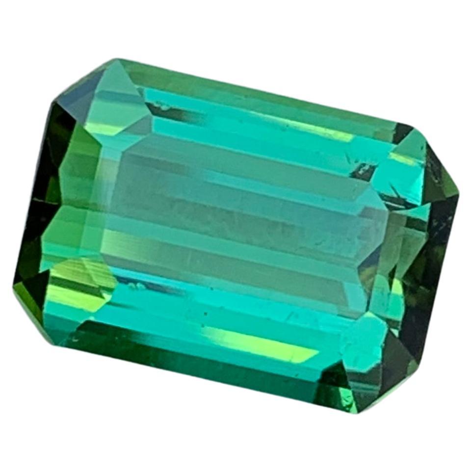 5.20 Carat Natural Loose Bright Green Tourmaline Emerald Shape For Sale