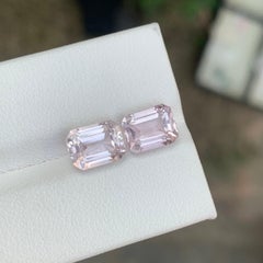 5.20 Carat Natural Loose Kunzite Pair Emerald Shape Gemstone